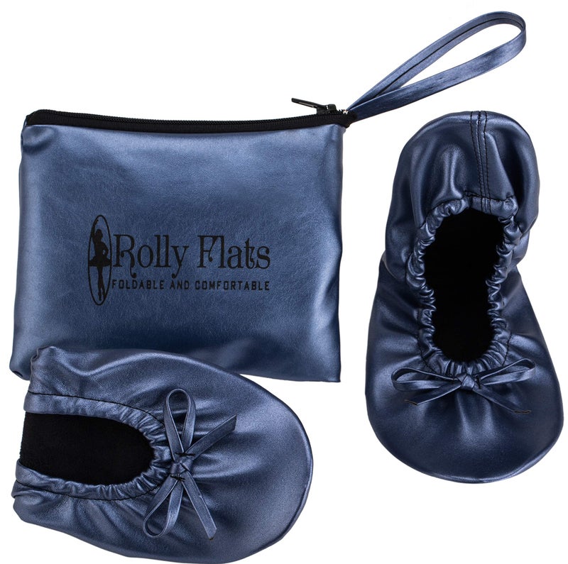 Rolly Flats Women's Foldable Flats â€“ Portable Ballet Slippers Shoes for Travel, Wedding â€“ Fits in Purse (L, Navy Blue) - Image 3